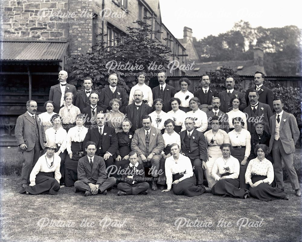 Unknown Family (Wedding?) Group Portrait in a Private Garden, c 1920s