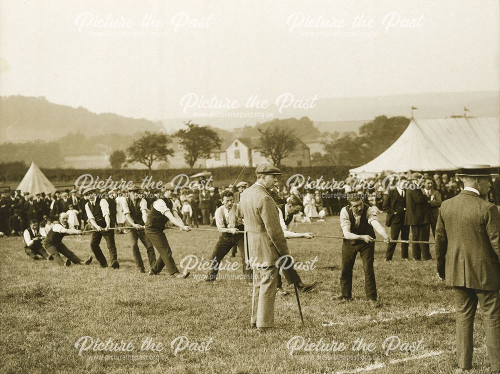 Tug of War at fete taking place on a field