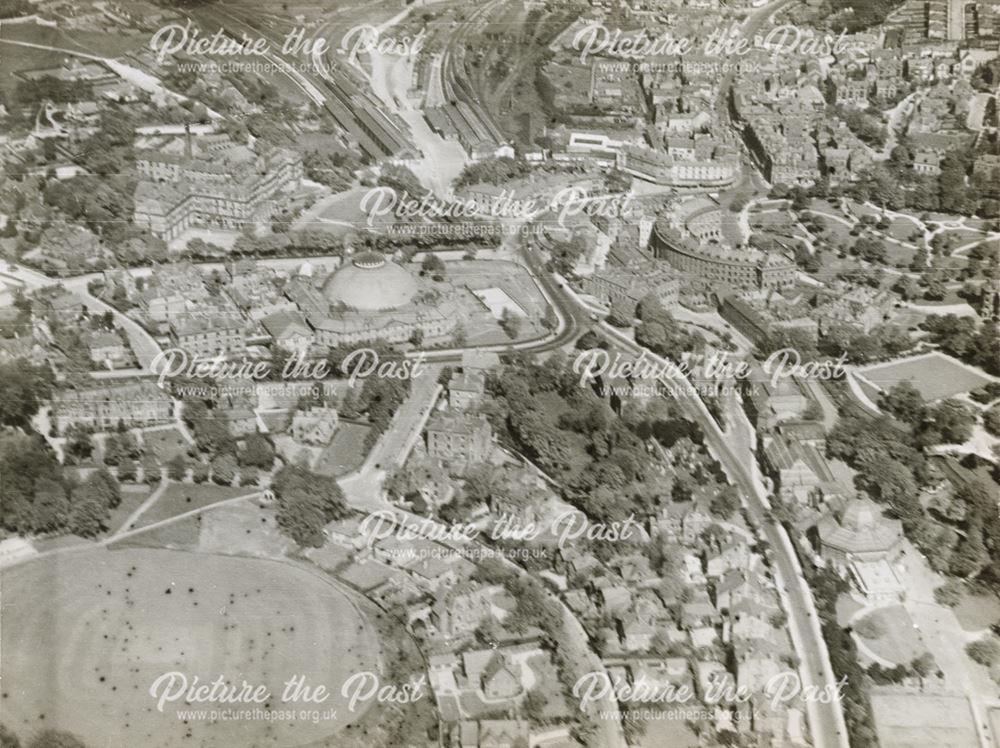 Aerial view of the back of the Crescent to the Cricket Ground