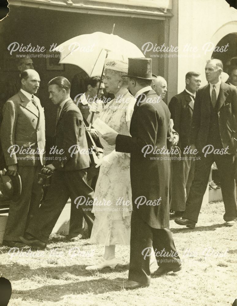 Queen Mary at Royal Show at Derby Racecourse, Derby, c 1910s-20s 