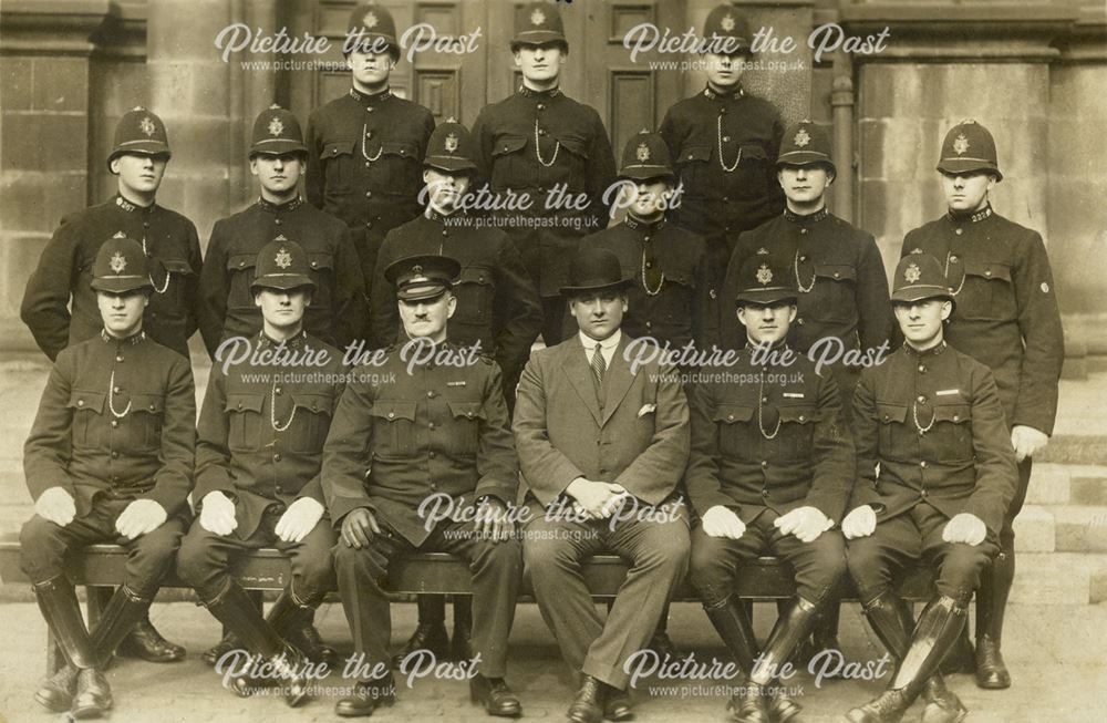 Derbyshire Constabulary Probationers with Inspector James Arthur Sturges, Inspector Rodger and P.C F