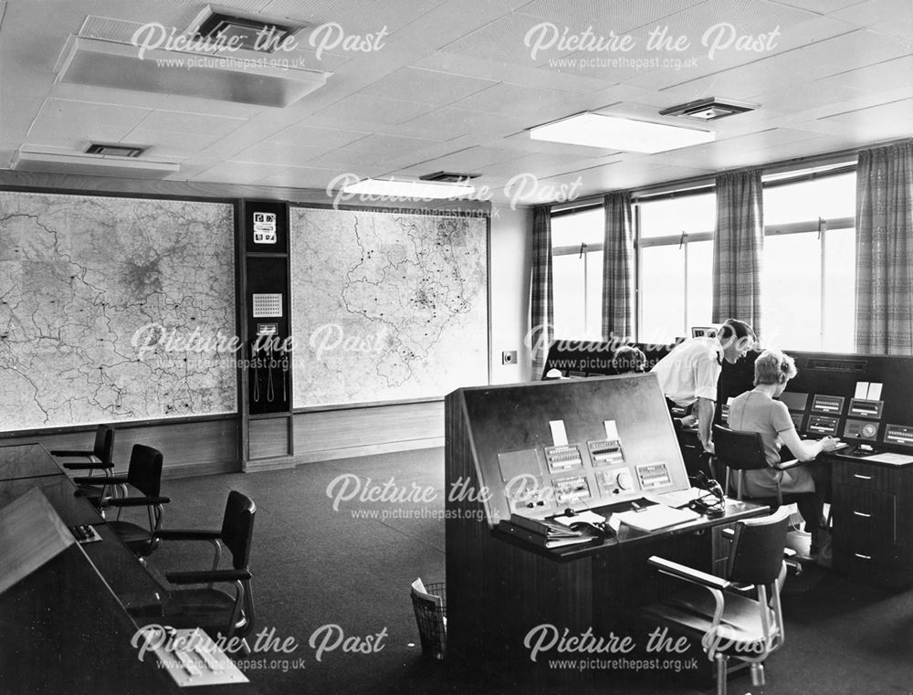 Derbyshire County and Borough Police Control room at HQ, 1967-1973 with Terry Corrigan