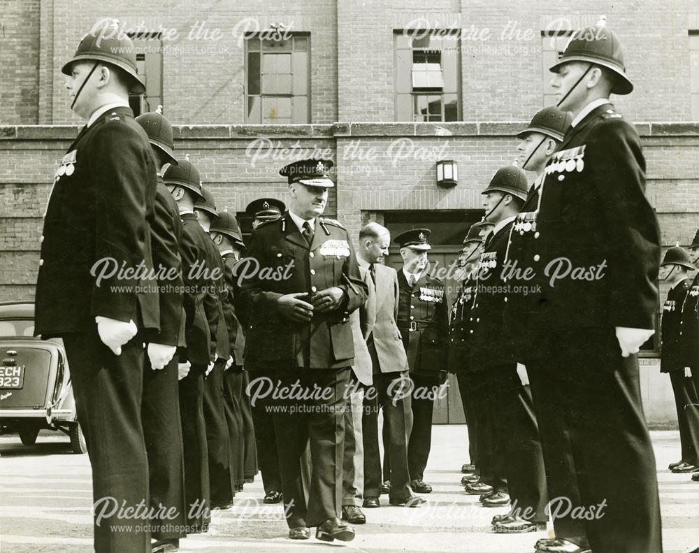 Derby Borough Police Inspection with Colonol Rawlings, Derby, c 1950s-60s?