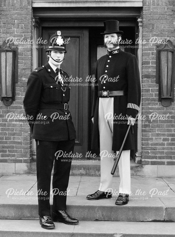 Modern Police Officers in Old and New Costume, Derby, c 1970
