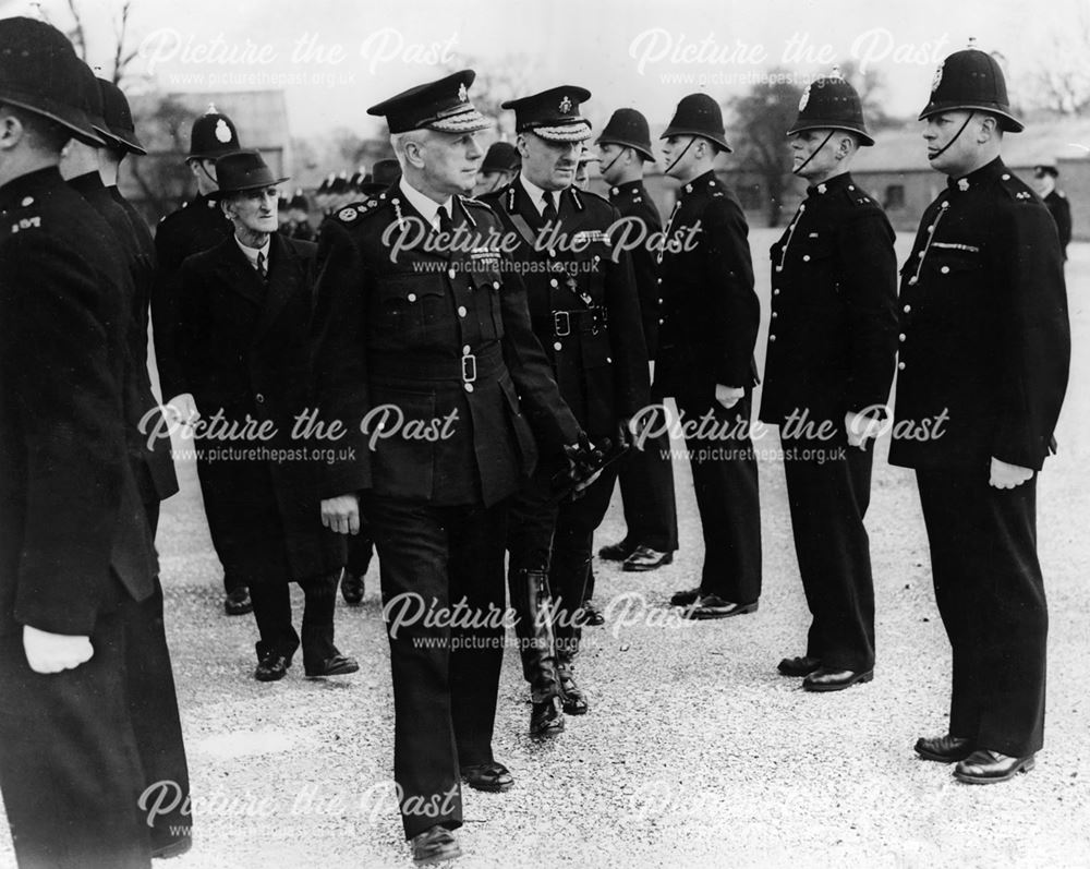 HMI's inspection of Derby Borough Police accompanied by Col Rawlings, Derby, c 1930s - 40s