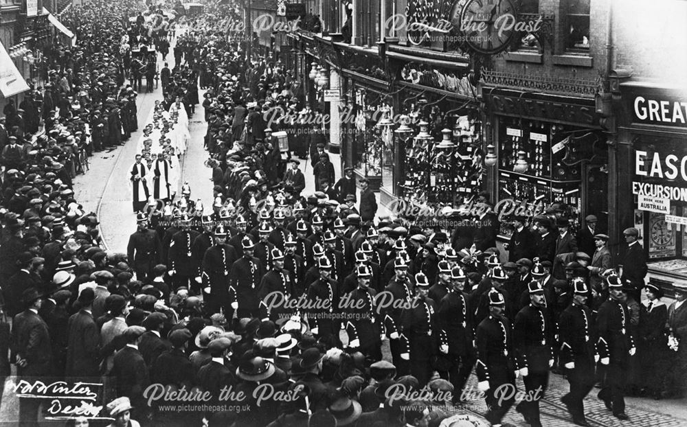 Funeral Parade, Town Centre, Derby, c 1914