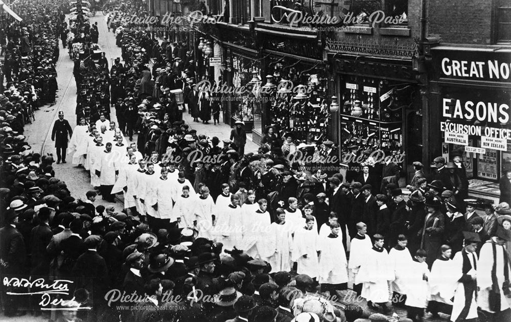 Funeral Parade, Town Centre, Derby, c 1914