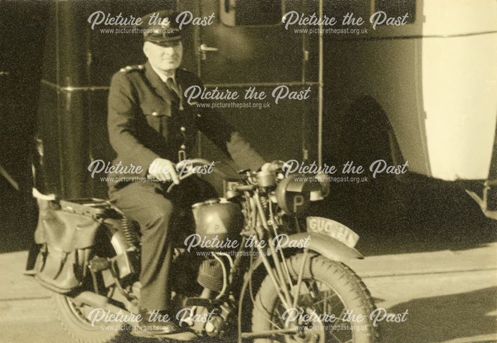 Inspector Sidney Smith on an Army Motorcycle, Derby, c 1930-40s