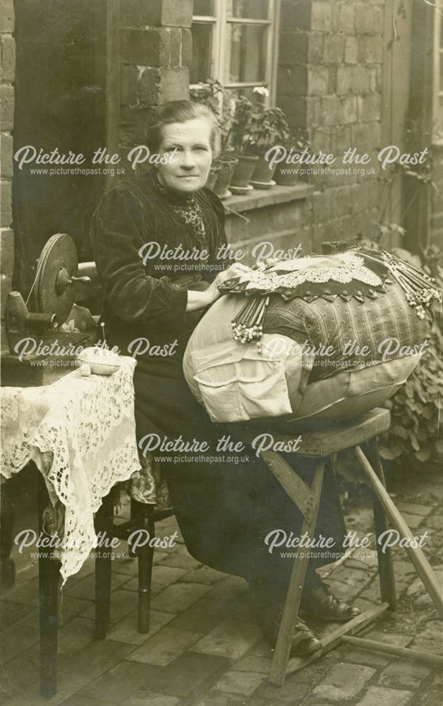 Unknown Lady Lace Making at Bobbin, c 1900s