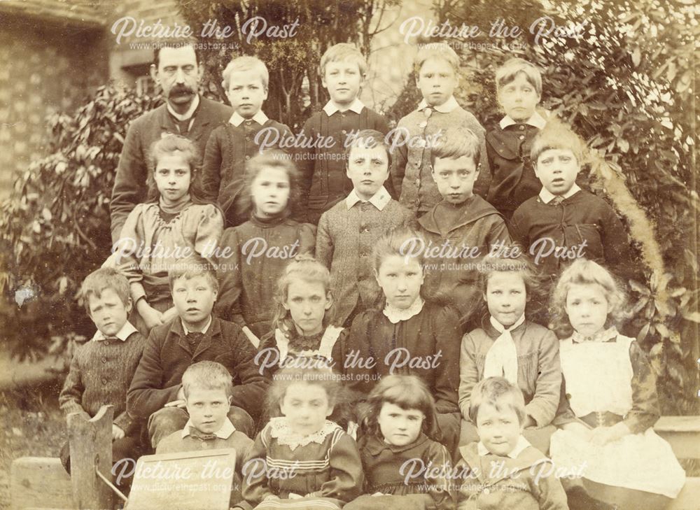 Elvaston 'Earl of Harrington' School Children and Master, Elvaston, c 1892