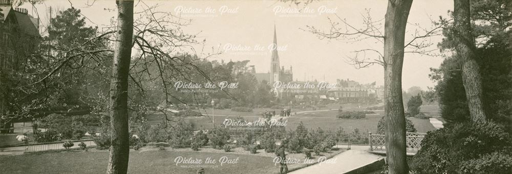 View of an Unknown Park and Church, c 1900s-1910s