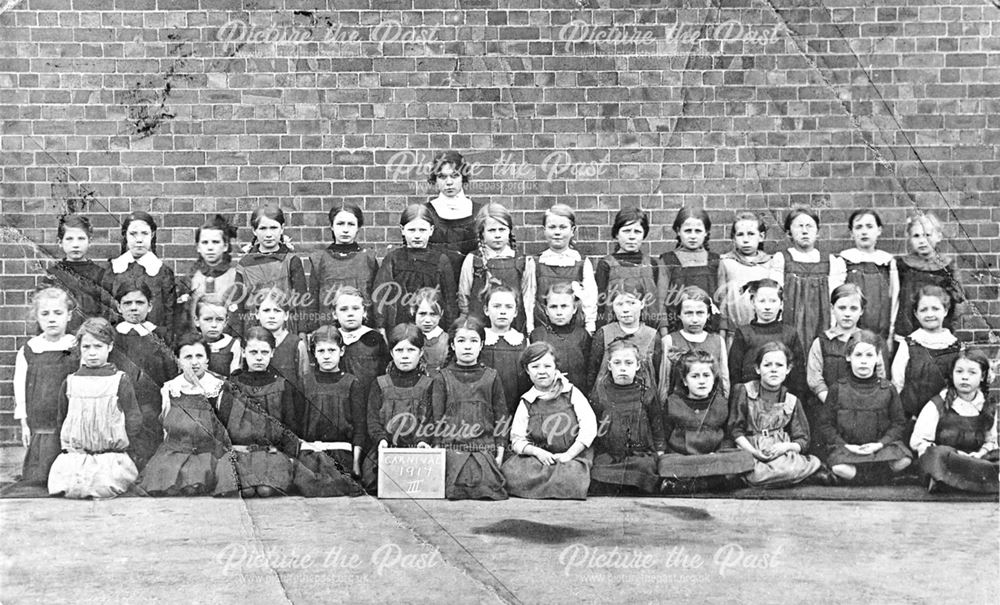An Unknown School Girls Class with teacher, Carnival 1917
