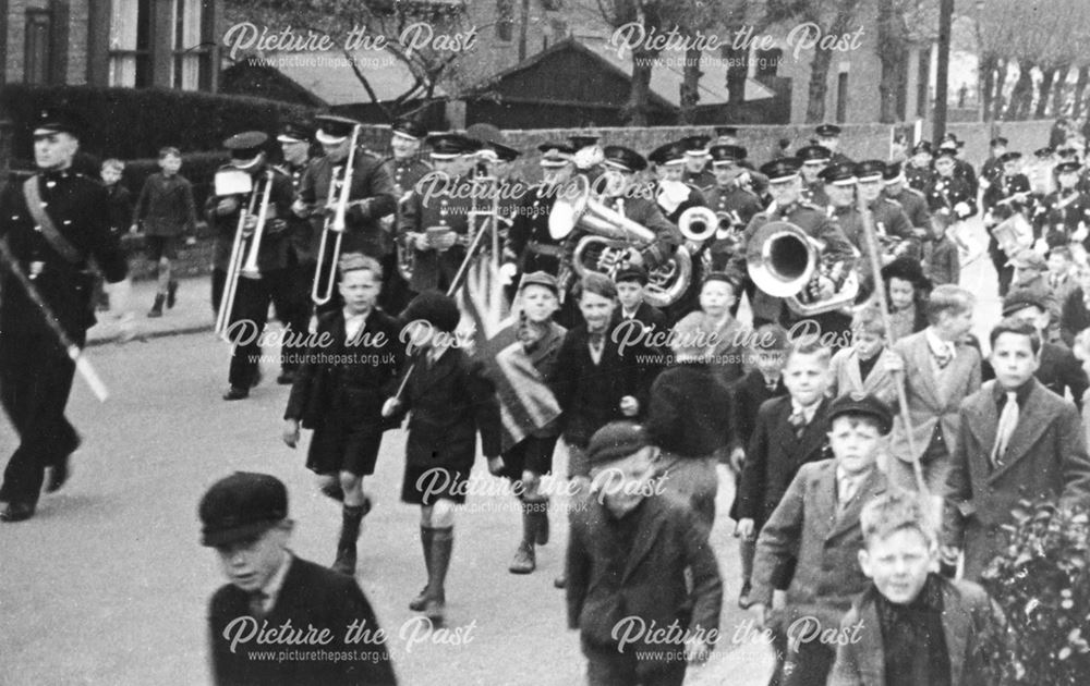 Creswell Colliery Brass Band on parade