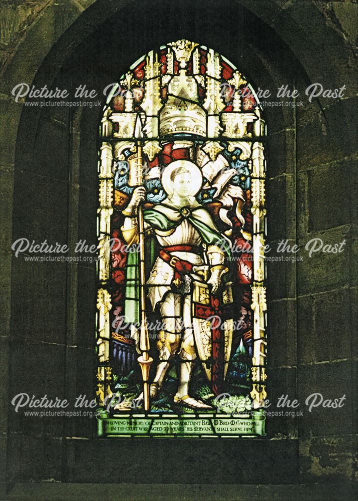 Stained glass window - memorial to Captain and Adjutant Basil W Bird MC bar, Shirebrook,