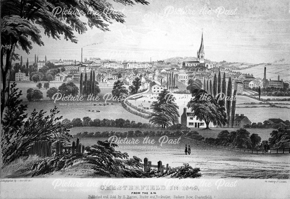 Chesterfield from the south west in 1849