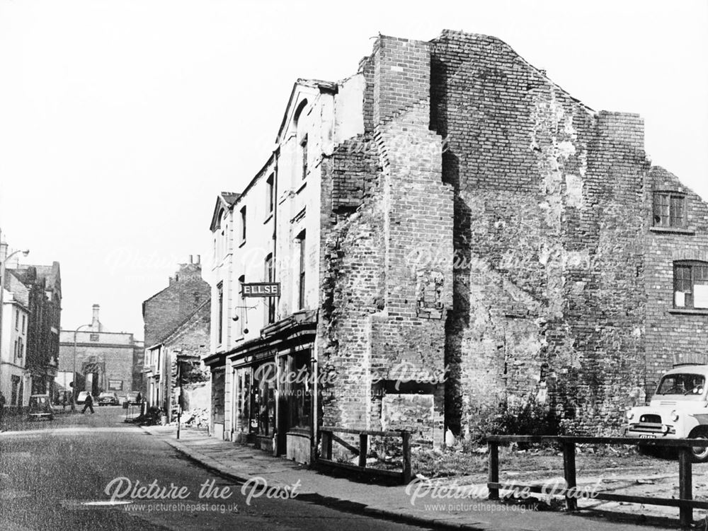 Demolition of north side of Beetwell Street, Chesterfield, c 1960s