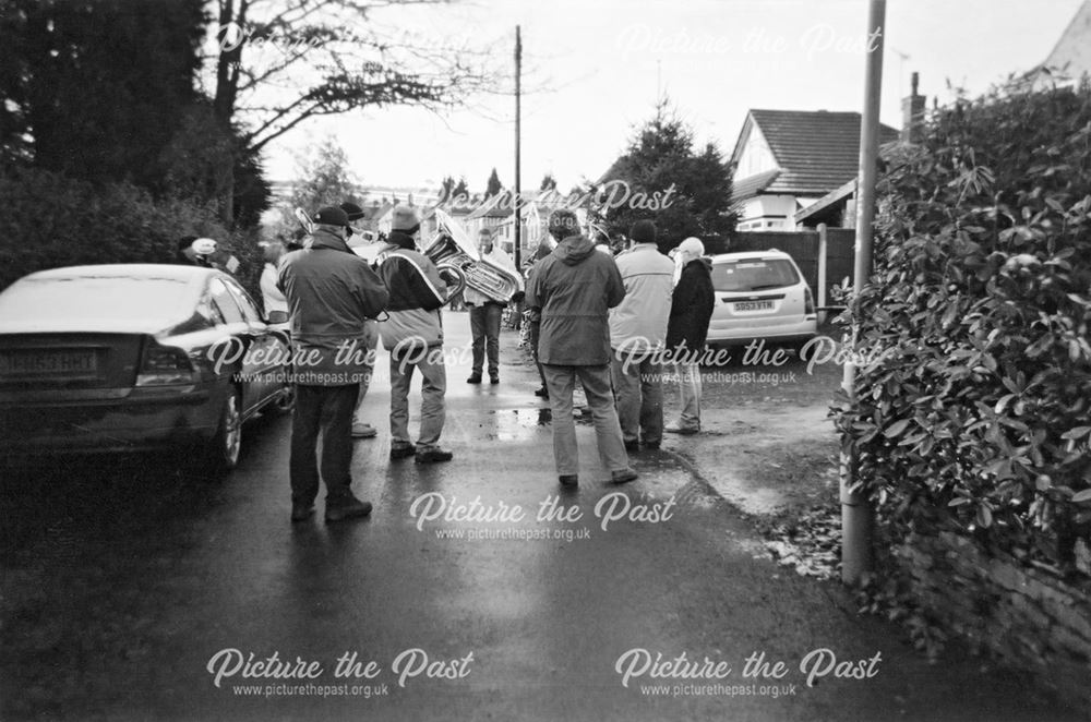 Holymoorside band on Christmas morning, Holymoorside, Chesterfield, 2004