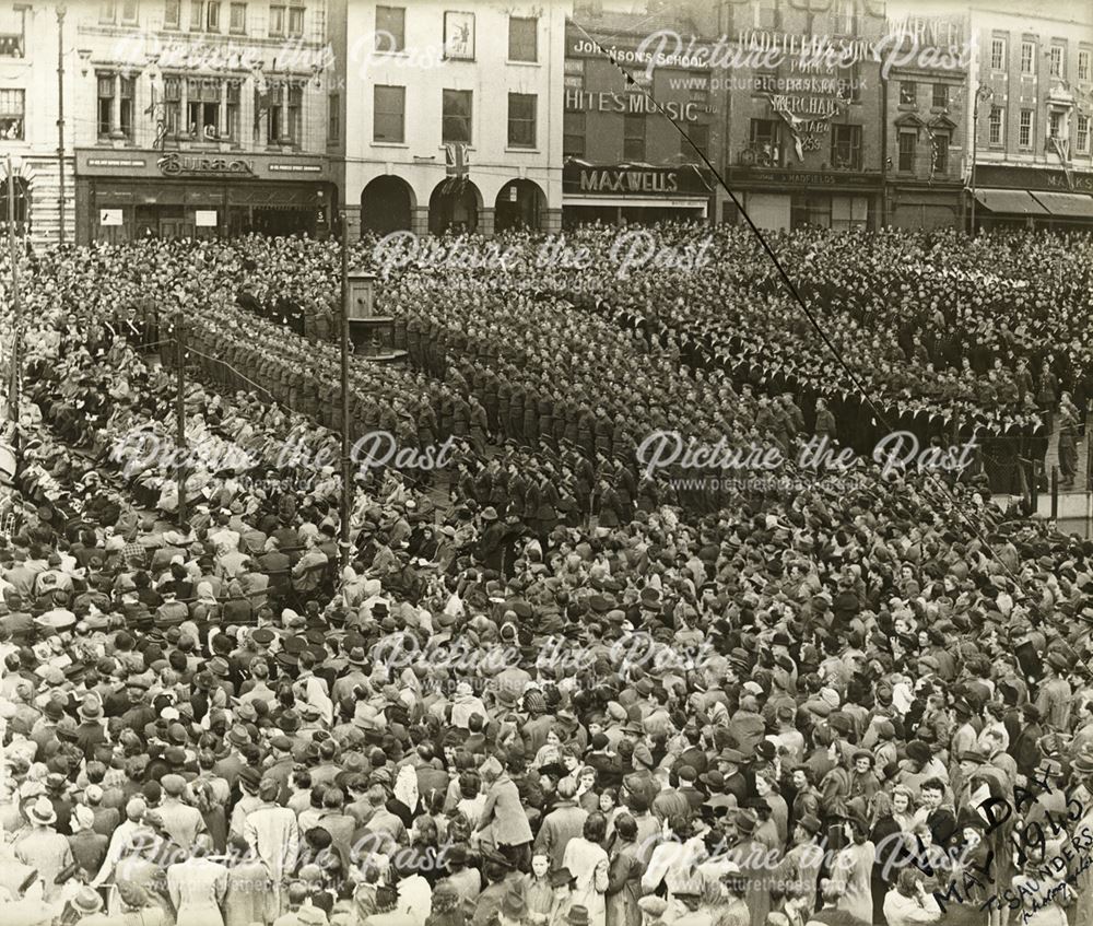 VE Day, Market Place, Chesterfield, May 1945