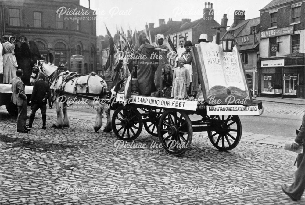 Sunday School Procession, Market Place, Chesterfield, c 1955