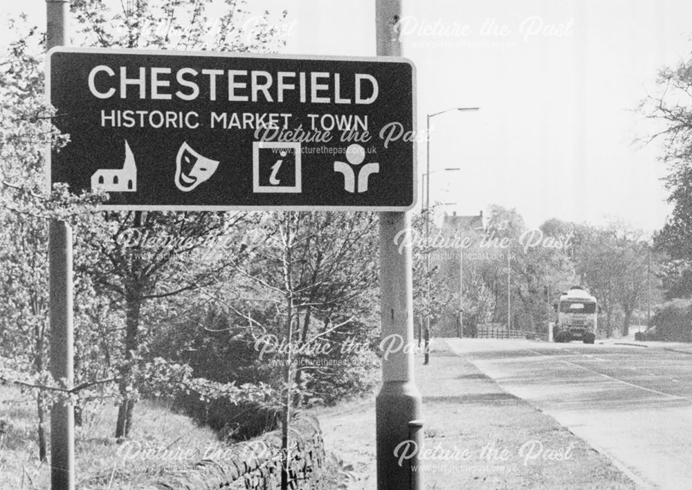 Tourist Sign on A619, near Brookside, Chesterfield, 1988