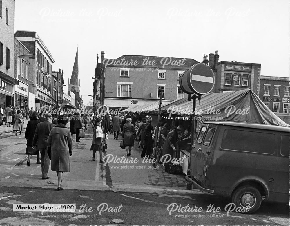 High Street and the Market Place, Chesterfield, 1980