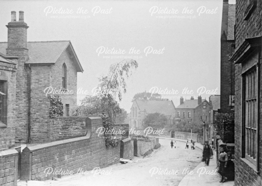 Church Street view to High Street, Old Whittington, Chesterfield, c 1920s ?