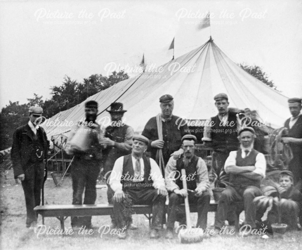 Men at Whittington Fair, Old Whittington, Chesterfield, c 1880s-90s