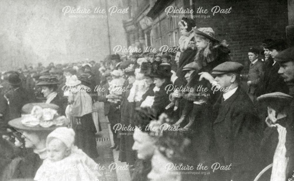 Crowd Watching Scout Parade, Central Pavement, Chesterfield, c 1912