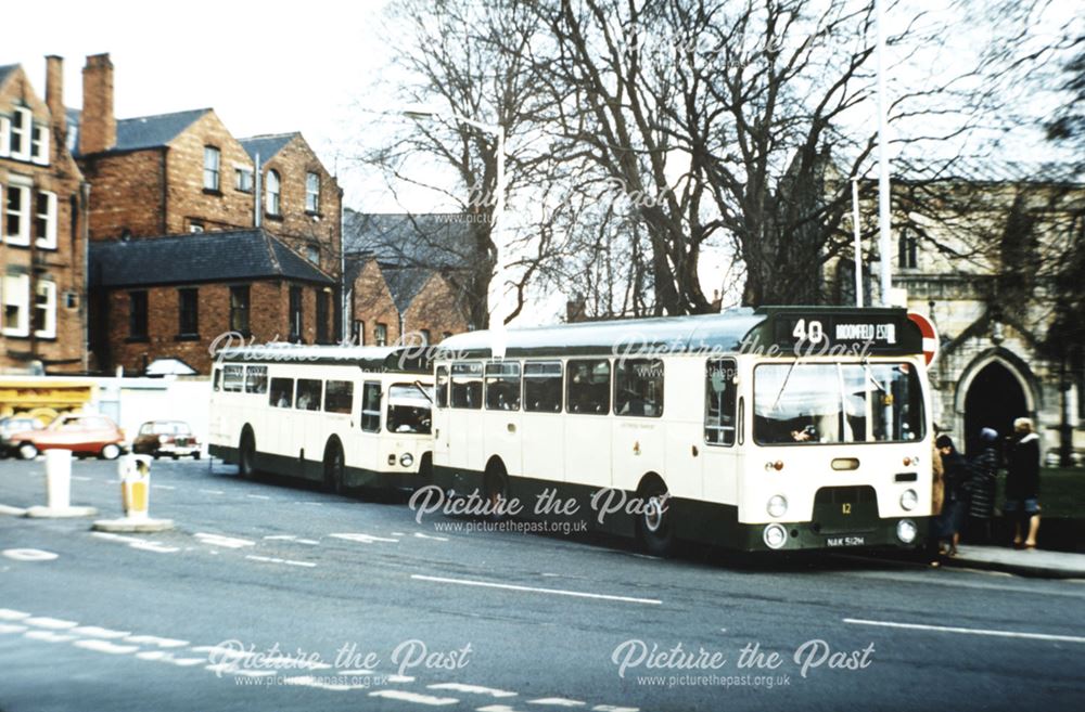Buses, Church Way, Chesterfield, c 1970