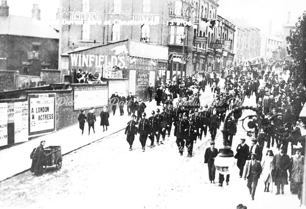 Police Escort for the Duke of Devonshire, Corporation Street, Chesterfield, 1906