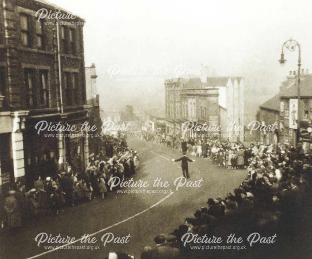 Crowds Awaiting Arrival of Bertram Mills' Circus, Corporation Street, Chesterfield, 1953