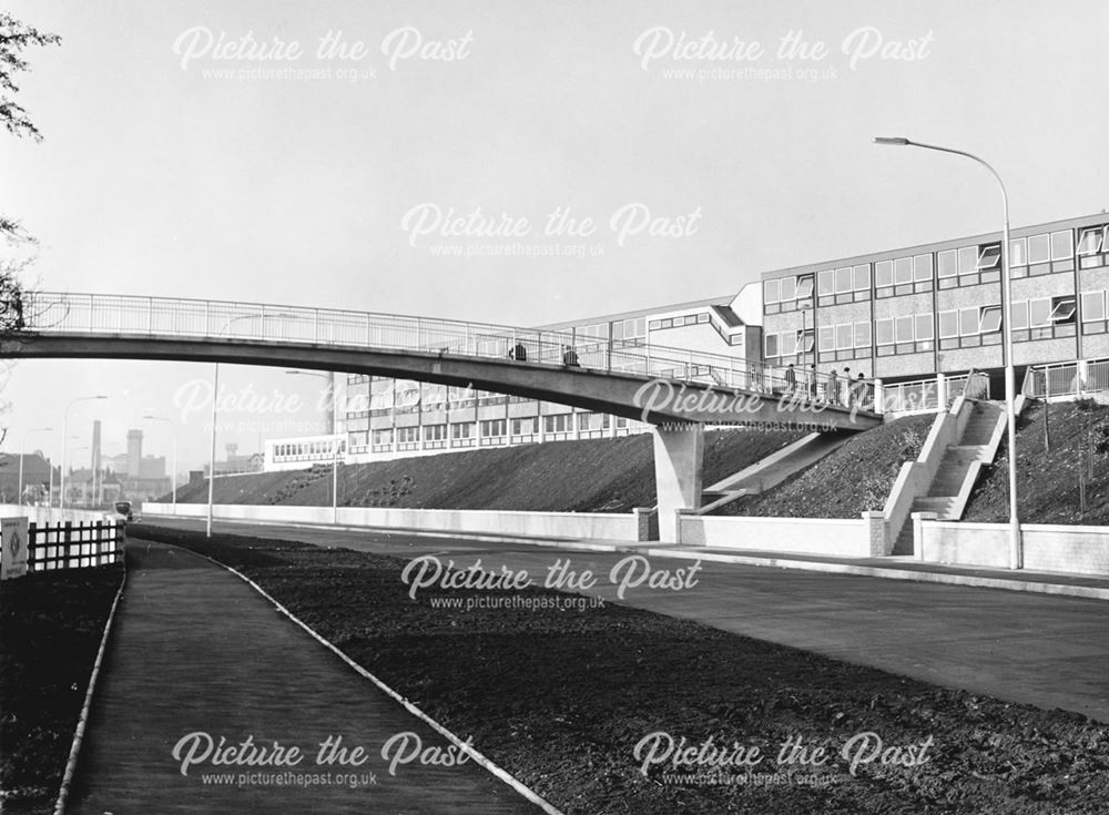 Footbridge to Queens Park, Markham Road, Chesterfield, c 1965