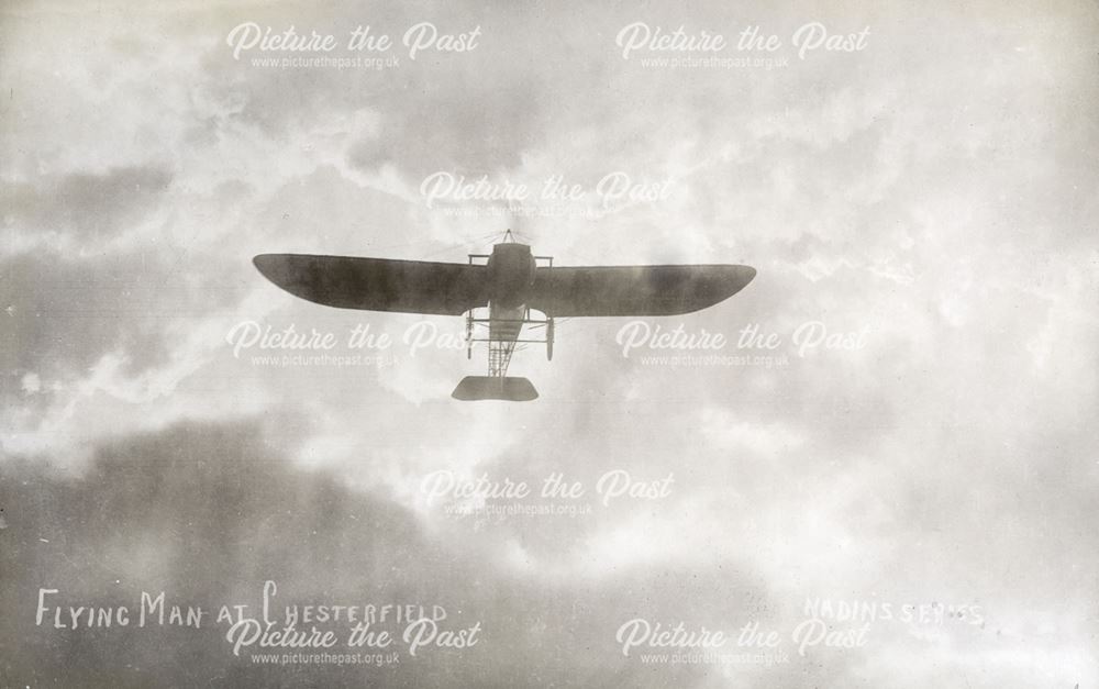 B C Hucks' Bleriot aeroplane in the air, Brampton, Chesterfield, 1912