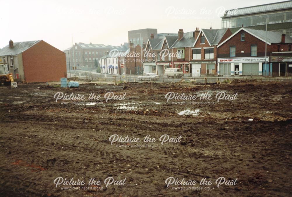 Demolition site on Chatsworth Road, Brampton, Chesterfield, 1988