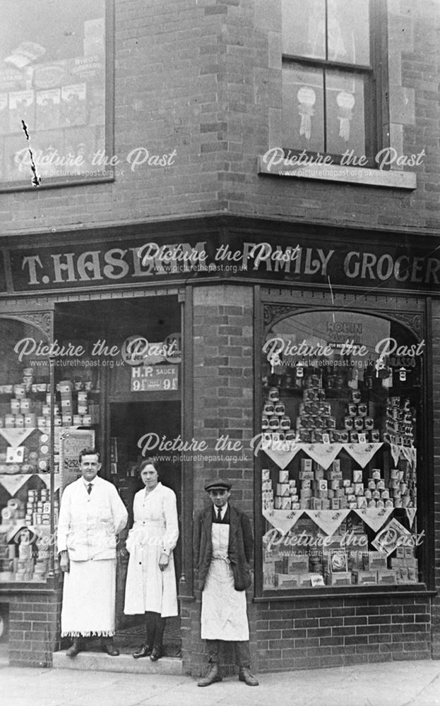 T Haslam, Grocers, Brampton, c 1921