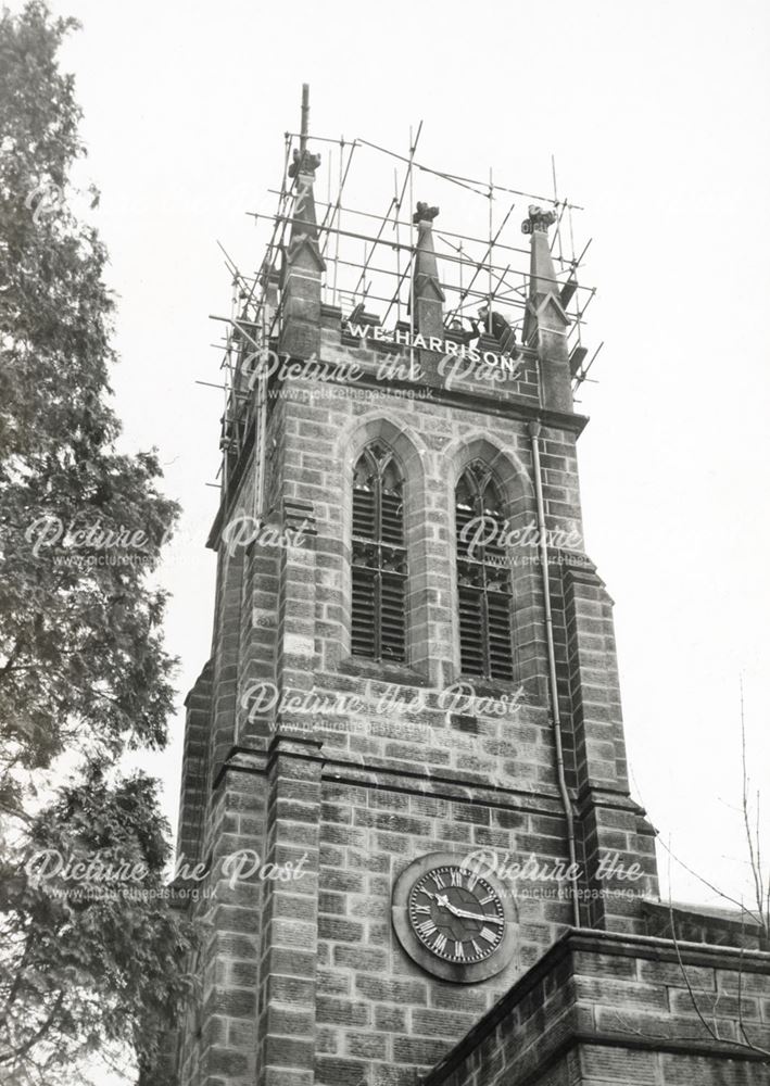 Tower repairs at St Thomas's Church, Brampton, Chesterfield, 1967