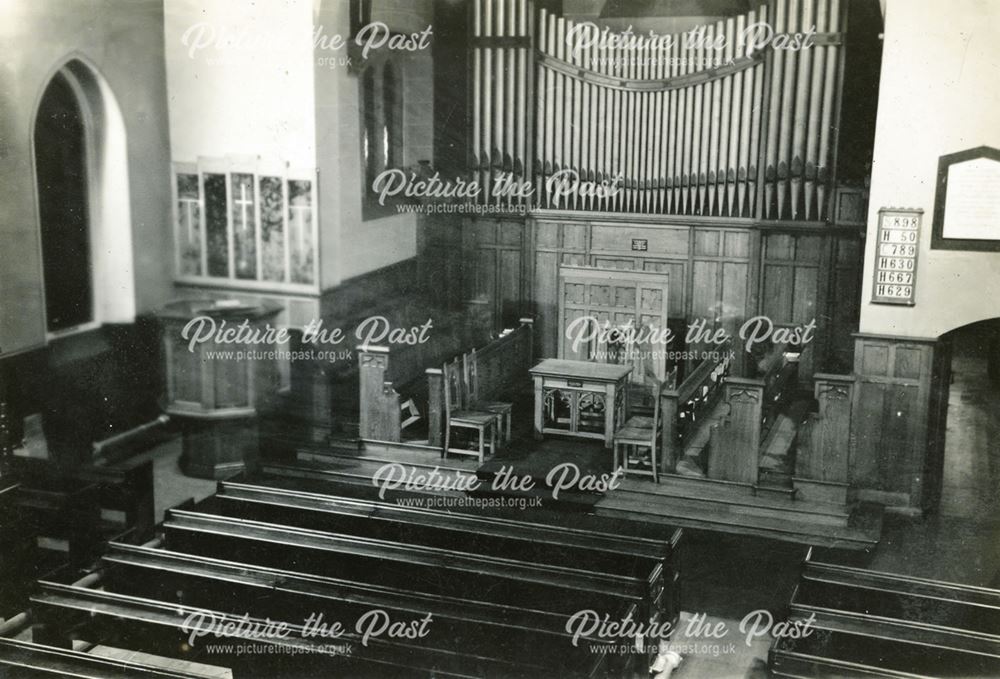 Interior of Congregational Church, Brampton, Chesterfield, 1938