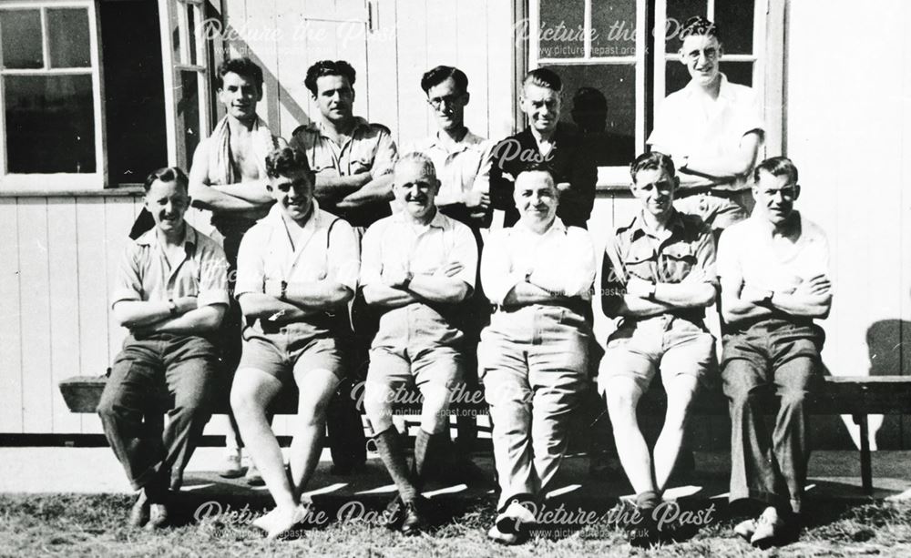1st Chesterfield Boys Brigade and Sheffield Boys Brigade officers at camp, Abergele, Conwy, 1949