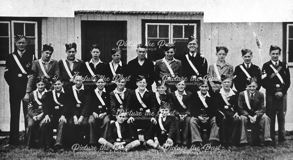 1st Chesterfield Boys Brigade at camp, Towyn, Conwy, 1948