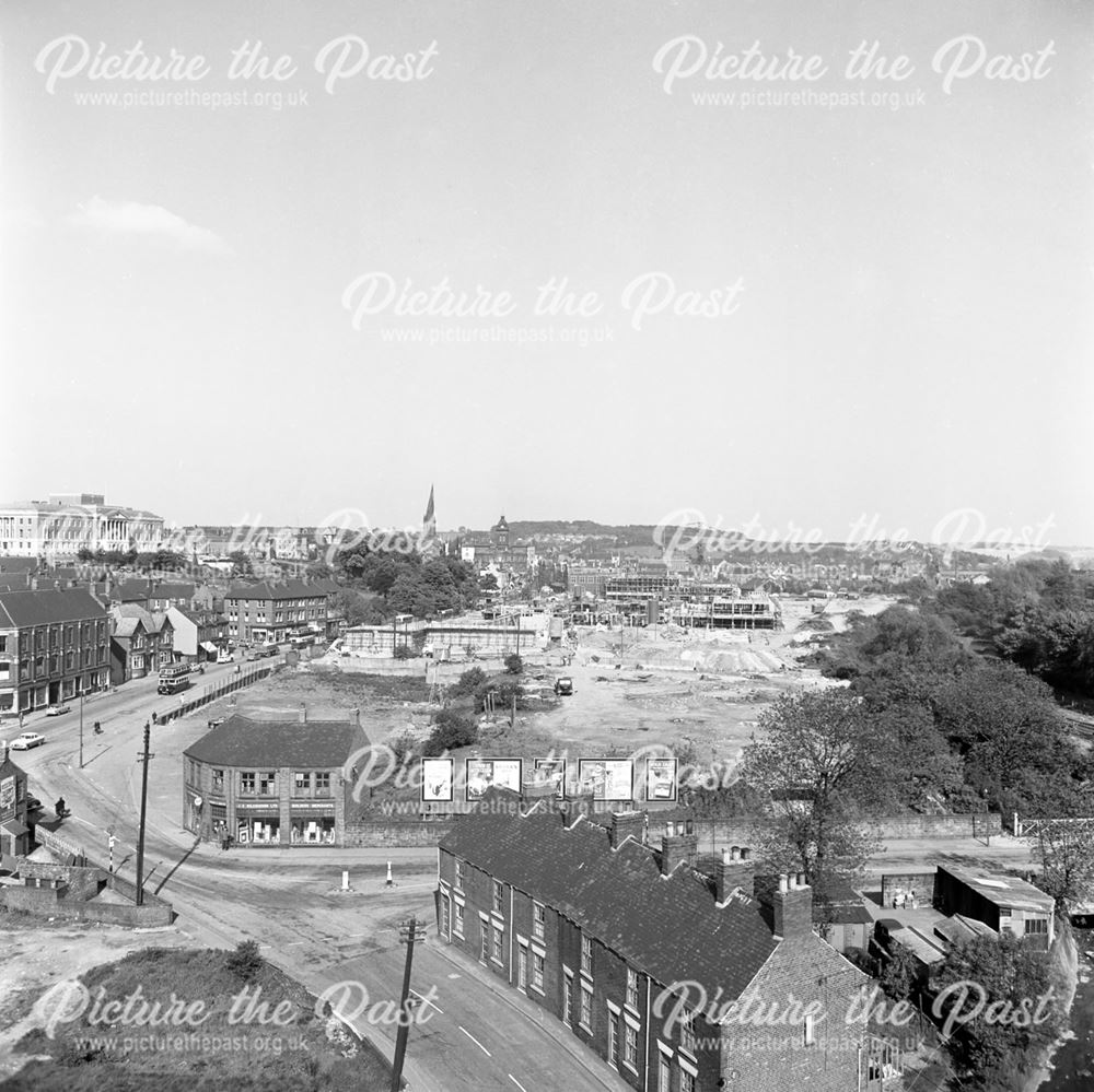 Elevated view of the junction between Wheatbridge Road, Boythorpe Road and West Bars, Chesterfield, 