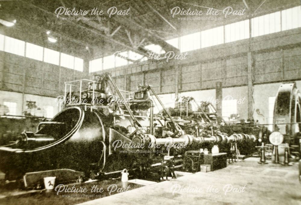Tandem cylinders with valve gear, half of one of the Gas Engines