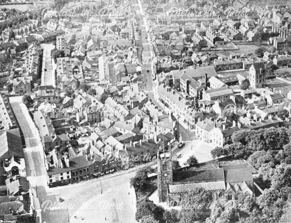 Aerial View of the Market Place and Bath Street, Ilkeston, c 1936