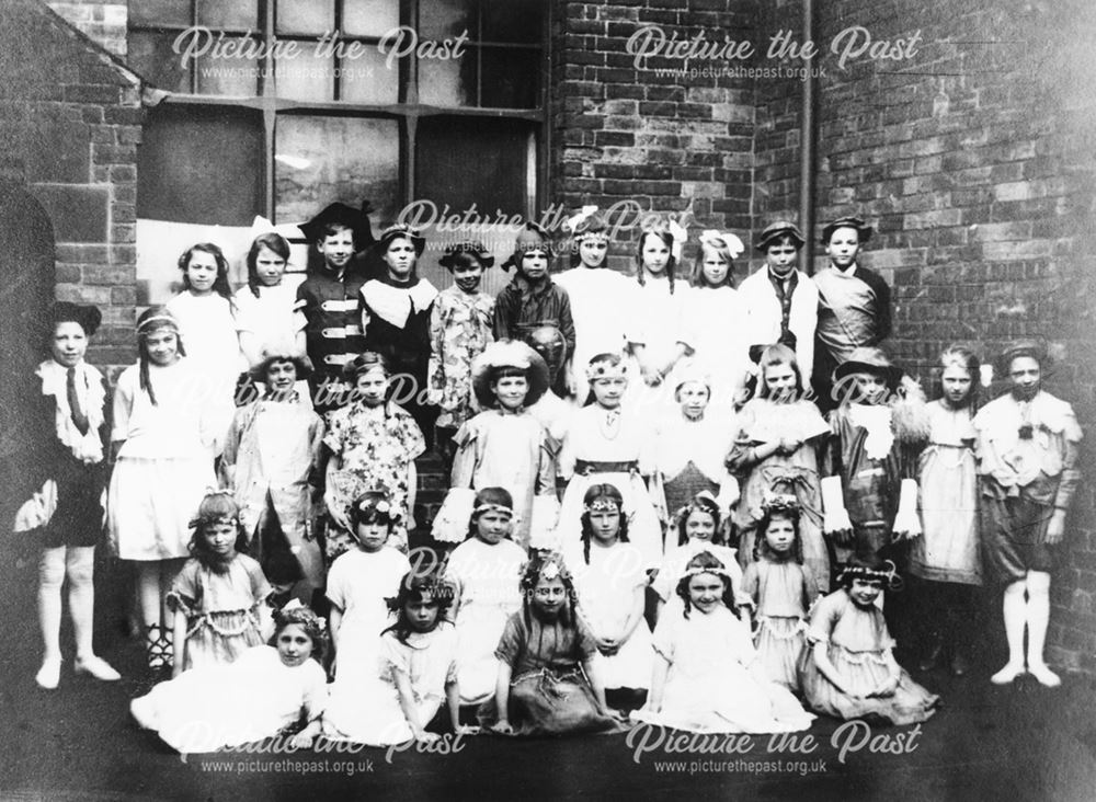Pupils in Fancy Dress, Awsworth Junior School, The Lane, Awsworth, c 1920