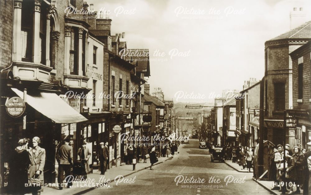 Looking North from Chapel Street Corner, Bath Street, Ilkeston, c 1953