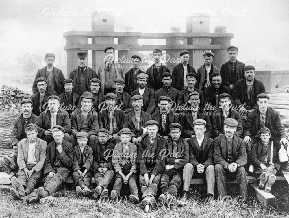 Colliers ready for a day's work, Denby Colliery, Denby, 1898