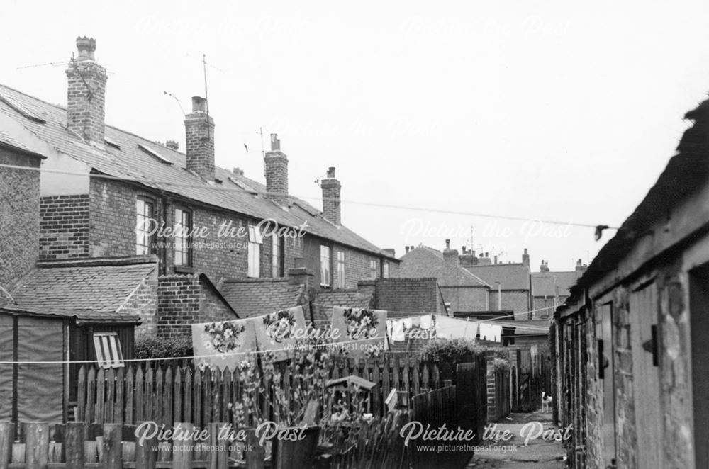 Rear view of Nos 21-13, Brooke Street, Gallows Inn, Ilkeston, 1971
