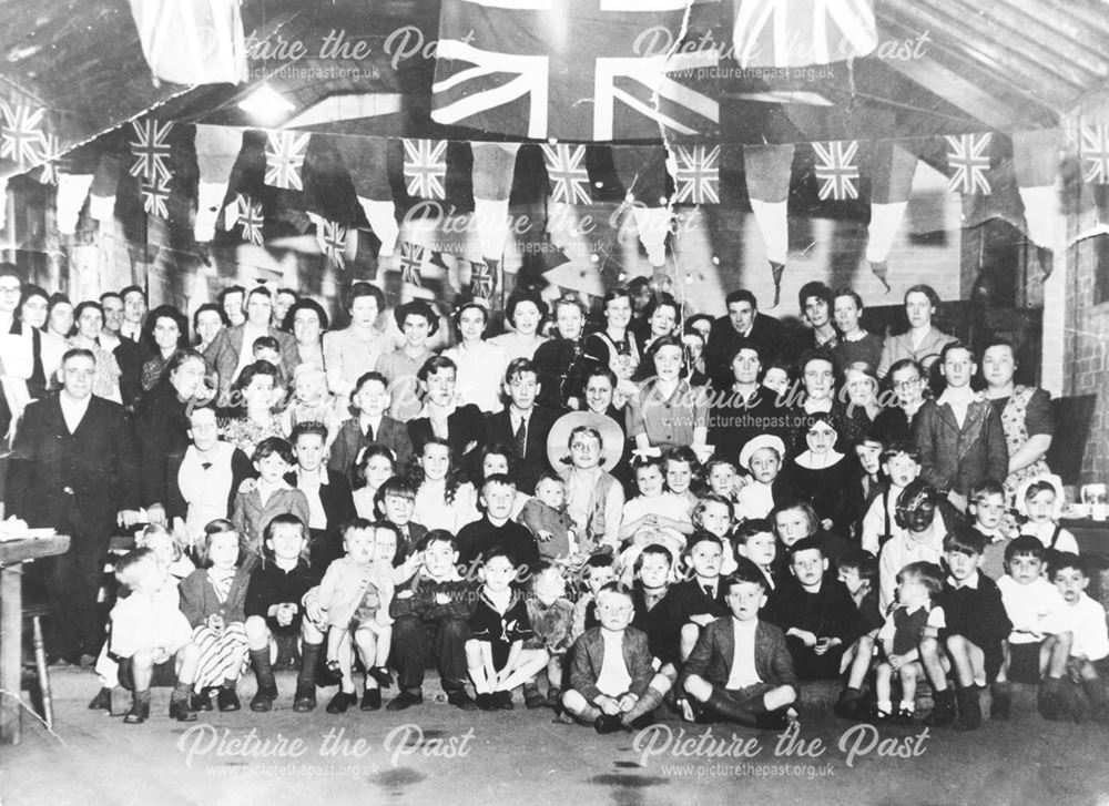 VE/VJ Street Party, Crompton Street, Ilkeston, 1945