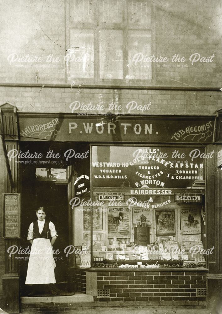 Percy Worton Hairdresser's, Granby Street, Ilkeston, c 1910