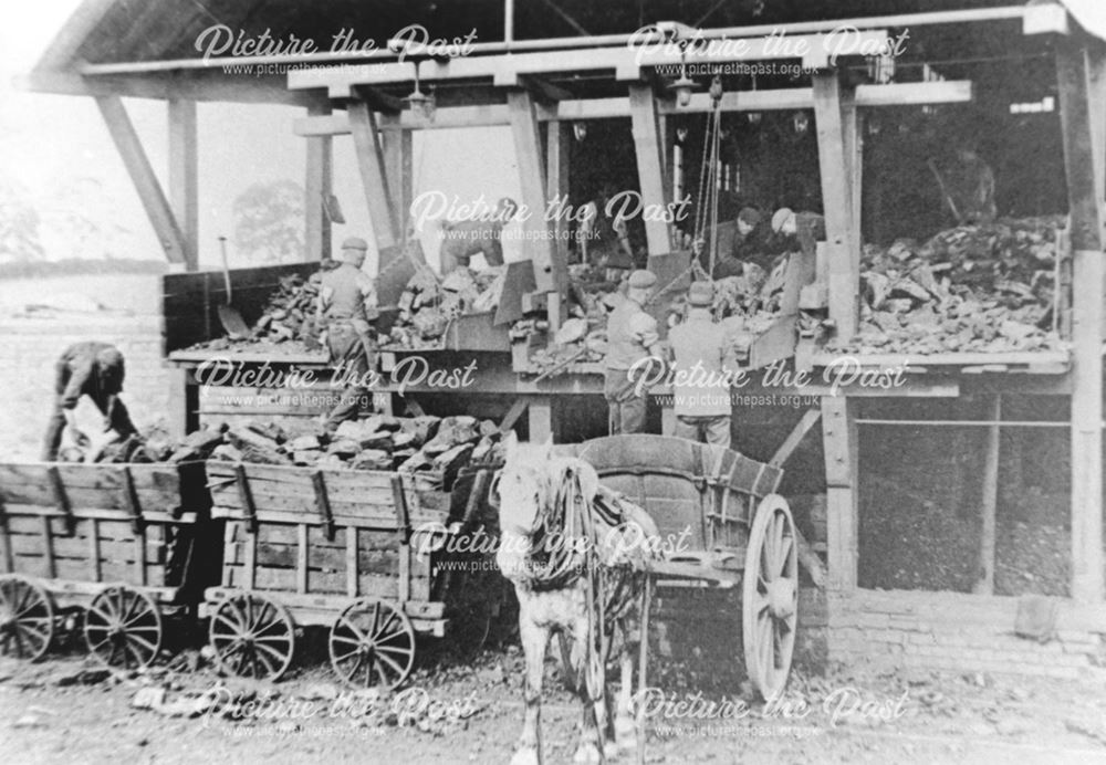 Loading Horses and Carts, Denby Colliery, 1898