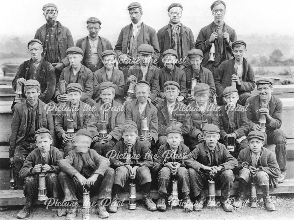 Workmen and Child Workers, Denby Colliery, 1898